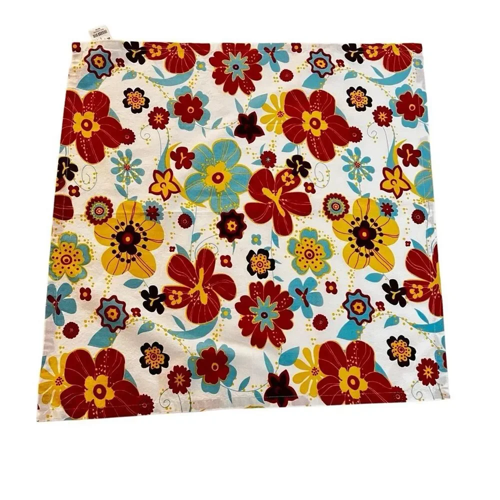 Pier 1 Imports 100% Cotton Napkins Tropical Floral Print Colorful Set of 4 NWT